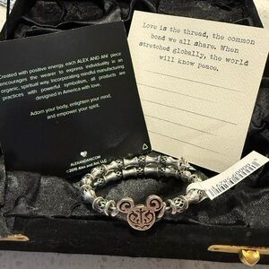 Disney Parks X Alex and Ani bracelet Silver  Mickey Filigree Wrap RS NEW RETIRED